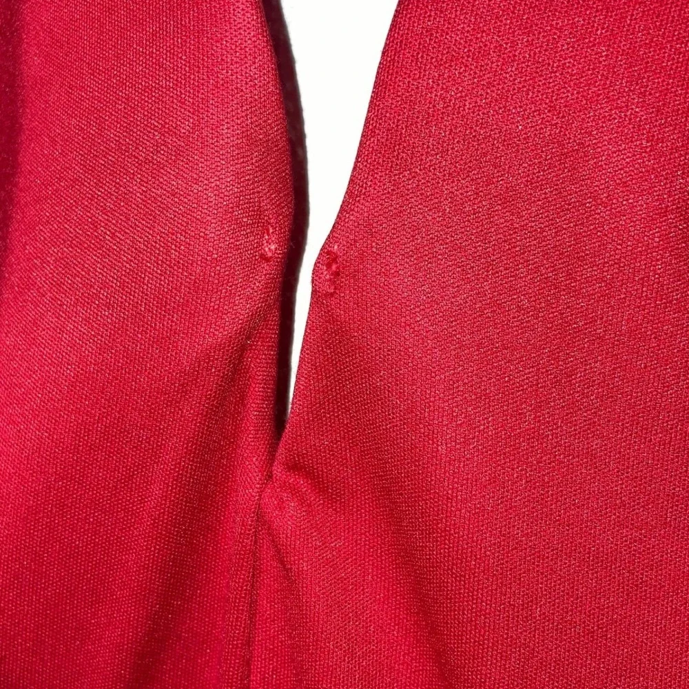 Red Halter Mermaid Formal Gown Dress V-Neck Open Back Tulle Crinoline Size M